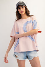 Load image into Gallery viewer, Easel OVERSIZED Knit Top with Denim Heart Patches in Dusty Rose