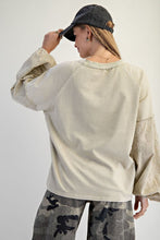 Load image into Gallery viewer, Easel Eyelet Lace Heart Patched Top in Faded Sage