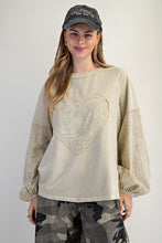 Load image into Gallery viewer, Easel Eyelet Lace Heart Patched Top in Faded Sage