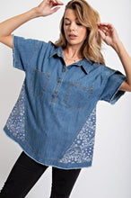 Load image into Gallery viewer, Easel Washed Denim Shirt with Bandana Details Shirts & Tops Easel