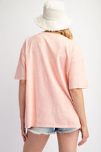Load image into Gallery viewer, Easel Washed Knit Top with Cactus Print Front in Peach Coral