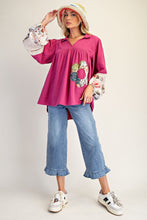 Load image into Gallery viewer, Easel Patched Detail Cotton Gauze Top in Magenta