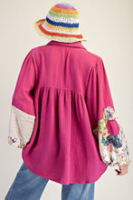 Load image into Gallery viewer, Easel Patched Detail Cotton Gauze Top in Magenta