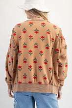 Load image into Gallery viewer, Easel French Terry Vintage Floral Print Sweatshirt in Faded Camel