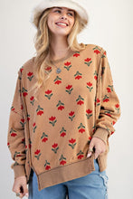 Load image into Gallery viewer, Easel French Terry Vintage Floral Print Sweatshirt in Faded Camel
