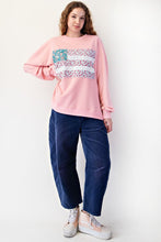 Load image into Gallery viewer, Easel Mineral Washed American Flag Patched Top in Coral