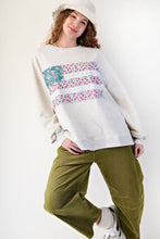 Load image into Gallery viewer, Easel Mineral Washed American Flag Patched Top in Lt Heather Grey