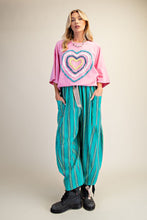 Load image into Gallery viewer, Easel Ruffle Heart Terry Knit Top in Candy Pink