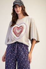 Load image into Gallery viewer, Easel Ruffle Heart Terry Knit Top in Sage Grey