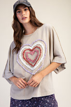 Load image into Gallery viewer, Easel Ruffle Heart Terry Knit Top in Sage Grey