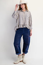 Load image into Gallery viewer, Easel Striped Linen Top in Denim ON ORDER