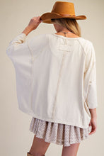 Load image into Gallery viewer, Easel OVERSIZED Heart and Love Patched Top in Oatmeal