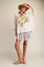 Load image into Gallery viewer, Easel OVERSIZED Heart and Love Patched Top in Oatmeal