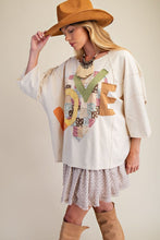 Load image into Gallery viewer, Easel OVERSIZED Heart and Love Patched Top in Oatmeal