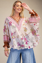 Load image into Gallery viewer, Easel Floral Ruffled Chiffon Top in Blush