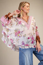 Load image into Gallery viewer, Easel Floral Ruffled Chiffon Top in Blush