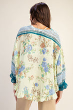 Load image into Gallery viewer, Easel Floral Ruffled Chiffon Top in Lemon