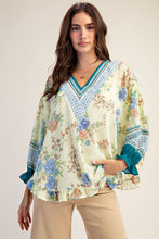 Load image into Gallery viewer, Easel Floral Ruffled Chiffon Top in Lemon
