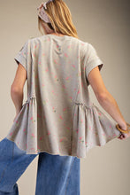 Load image into Gallery viewer, Easel Terry Knit Top with Allover Floral Print in Rock Stone