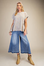 Load image into Gallery viewer, Easel Terry Knit Top with Allover Floral Print in Rock Stone