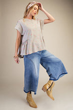 Load image into Gallery viewer, Easel Terry Knit Top with Allover Floral Print in Rock Stone