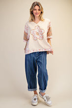 Load image into Gallery viewer, Easel Flower and Plaid Print Hooded Top in Natural