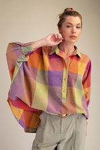 Load image into Gallery viewer, Easel Multi Color Plaid Pattern OVERSIZED Top in Berry Mix ON ORDER