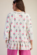 Load image into Gallery viewer, Easel Floral Print Terry Knit Top in Ecru