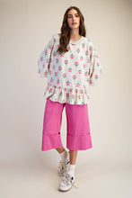 Load image into Gallery viewer, Easel Floral Print Terry Knit Top in Ecru
