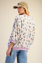 Load image into Gallery viewer, Easel Signature Floral Print Waffle Knit Pullover Top in Lilac Blue