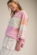 Load image into Gallery viewer, Easel Mixed Print Mineral Washed Boxy Top in Cotton Pink ON ORDER