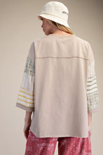 Load image into Gallery viewer, Easel Mixed Print Mineral Washed Boxy Top in Light Mushroom