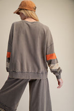 Load image into Gallery viewer, Easel 87 Graphic Patched Terry Knit Top in Ash