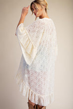 Load image into Gallery viewer, Easel Sheer Brushed Lace Ruffle Bottom Tunic in Ivory