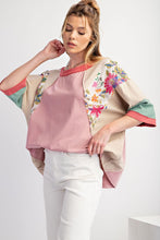 Load image into Gallery viewer, Easel Mixed Print Color Block Top in Dusty Rose