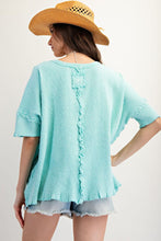 Load image into Gallery viewer, Easel Textured Ribbed Knit Top in Atlantis Green ON ORDER