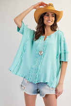 Load image into Gallery viewer, Easel Textured Ribbed Knit Top in Atlantis Green ON ORDER