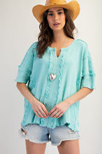 Load image into Gallery viewer, Easel Textured Ribbed Knit Top in Atlantis Green ON ORDER