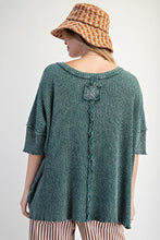 Load image into Gallery viewer, Easel Textured Ribbed Knit Top in Emerald ON ORDER
