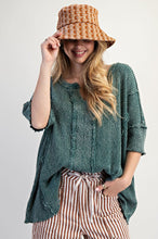 Load image into Gallery viewer, Easel Textured Ribbed Knit Top in Emerald ON ORDER
