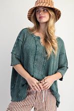 Load image into Gallery viewer, Easel Textured Ribbed Knit Top in Emerald ON ORDER