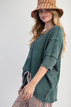 Load image into Gallery viewer, Easel Textured Ribbed Knit Top in Emerald ON ORDER