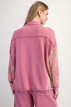 Load image into Gallery viewer, Easel Terry Knit and Floral Knit Pullover Top in Boho Red
