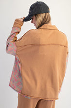 Load image into Gallery viewer, Easel Terry Knit and Floral Knit Pullover Top in Camel