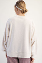 Load image into Gallery viewer, Easel Mineral Washed Terry Knit Top with USA Patches in Oatmeal
