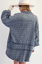 Load image into Gallery viewer, Easel OVERSIZED Textured Floral Embroidery Tunic in Washed Denim