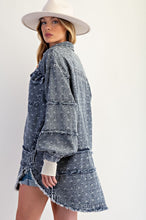 Load image into Gallery viewer, Easel OVERSIZED Textured Floral Embroidery Tunic in Washed Denim