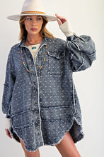 Load image into Gallery viewer, Easel OVERSIZED Textured Floral Embroidery Tunic in Washed Denim