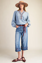 Load image into Gallery viewer, Easel Jacquard Denim Top in Light Denim