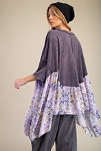 Load image into Gallery viewer, Easel OVERSIZED Solid and Mixed Print LOVE Patched Top in Ash